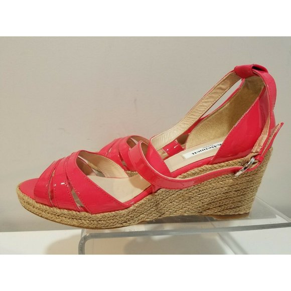 L.K. Bennett London women Wedge Sandals Priya Peep Toe Espadrille pink 9 39.5 - Picture 6 of 9